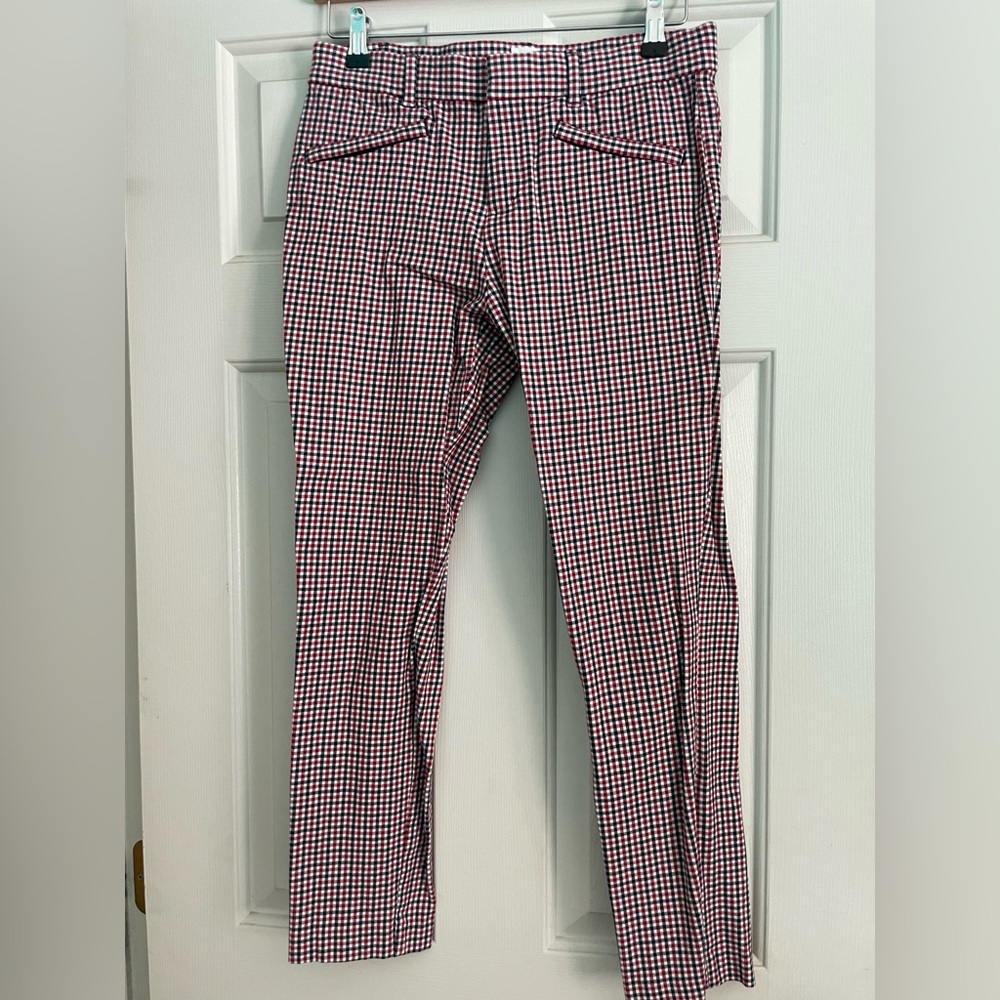 GAP signature skinny ankle work pants - Red, white, and blue - Size 6 - Plaid